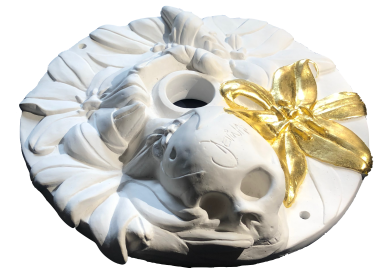  stucco Lillies and skull